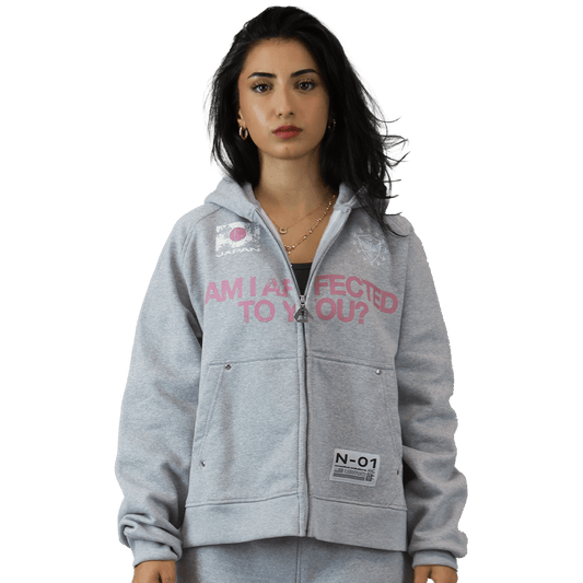 Dusty Affection |  *QUESTIONED ZIP HOODIE Dusty Affection